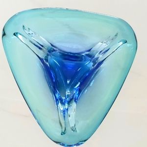 Mid Century Blue murano sommerso art glass